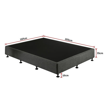 King Single Ensemble Bed Base Platinum Graphite Linen Fabric