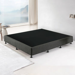 King Ensemble Bed Base Platinum Graphite Linen Fabric