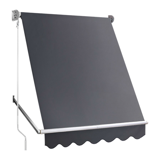 Retractable Window Awning 2.4M X 2.1M Grey