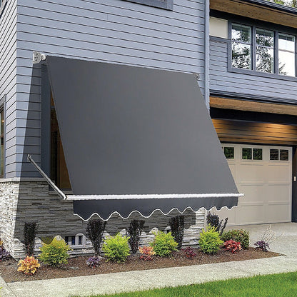 Retractable Window Awning 2.4M X 2.1M Grey