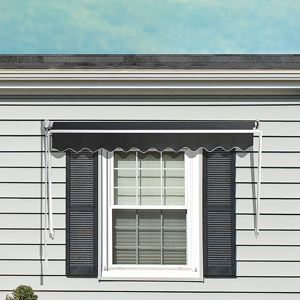 Retractable Window Awning 2.4M X 2.1M Grey
