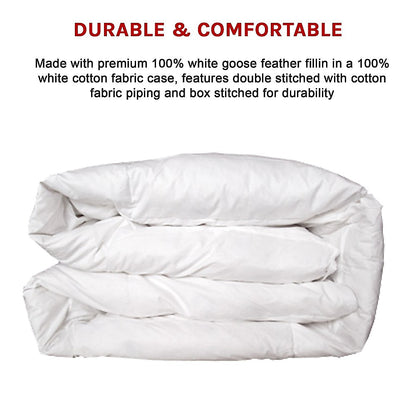 King Single Quilt - 100% White Duck Feather