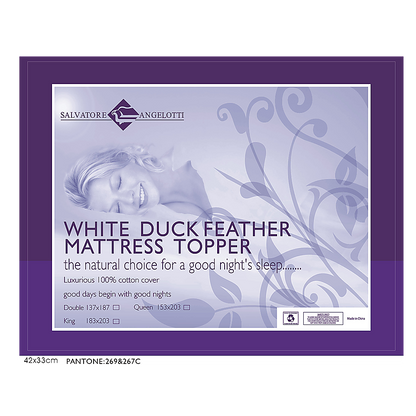 King Single Mattress Topper - 100% Duck Feather