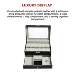 12 Grids Watch Display Case Leather jewellery Storage Box