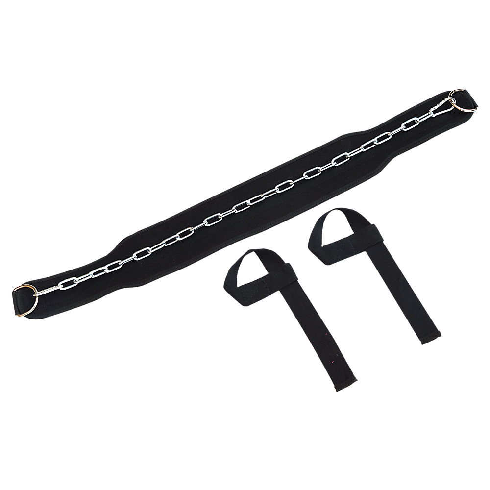 Weight Lifting Belt Gym Back Pull Up Chain black