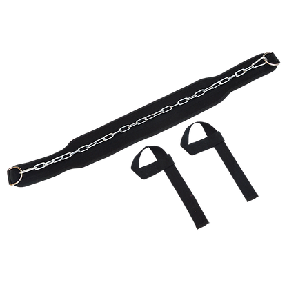 Weight Lifting Belt Gym Back Pull Up Chain black