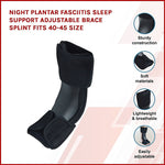 Night Plantar Fasciitis Sleep Support Adjustable Brace Splint Fits 40-45 Size