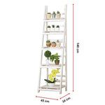 5 Tier Wooden Ladder Shelf Stand Storage Book Shelves Shelving