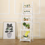 5 Tier Wooden Ladder Shelf Stand Storage Bookshelves Shelving Display Rack
