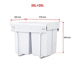 Pull Out Bin Kitchen Double Dual Slide Garbage Rubbish Waste 2X20L