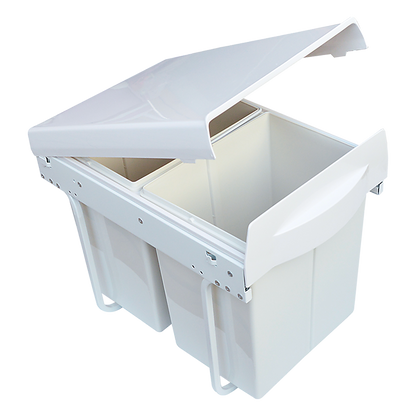 Pull Out Bin Kitchen Double Dual Slide Garbage Rubbish Waste 2X20L