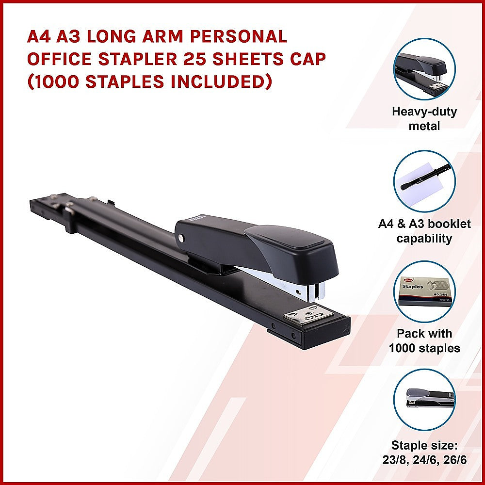 Long Arm Stapler 25-Sheet Capacity (1000 Staples)