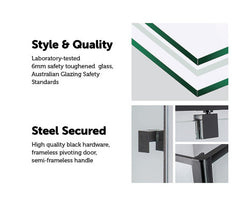 Semi Frameless Shower Screen (114~122)X 195Cm & (89~92)X 195Cm Side As/Nzs Glass