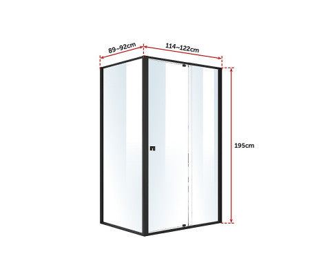 Semi Frameless Shower Screen (114~122)X 195Cm & (89~92)X 195Cm Side As/Nzs Glass