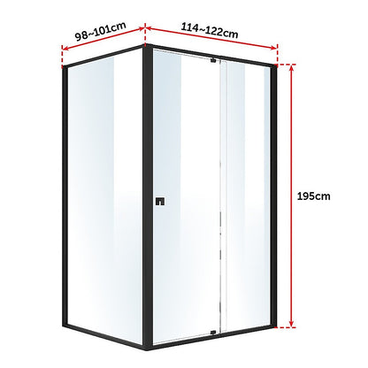 Semi Frameless Shower Screen (114~122)X 195Cm & (98~101)X195Cm Side As/Nzs Glass