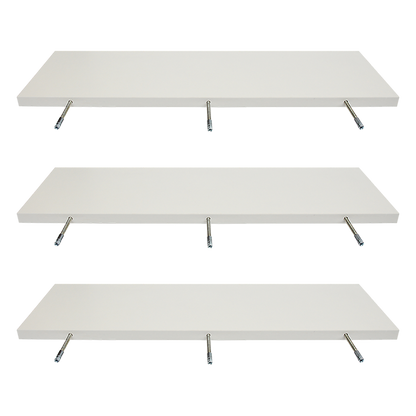 Floating Wall Shelf Wooden Shelves Wall Storage 80cm - White - Pack of 3