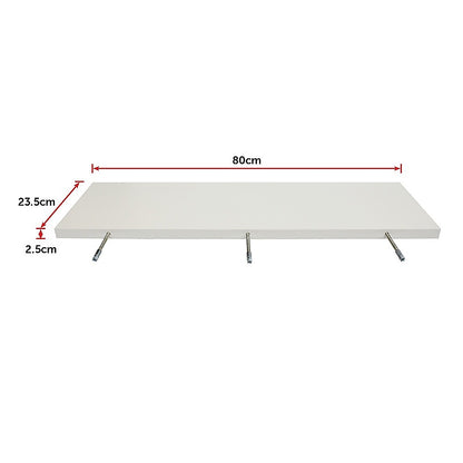 Floating Wall Shelf Wooden Shelves Wall Storage 80cm - White - Pack of 3