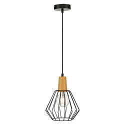 Wood Pendant Light Bar Black Lamp Kitchen Modern Ceiling Lighting