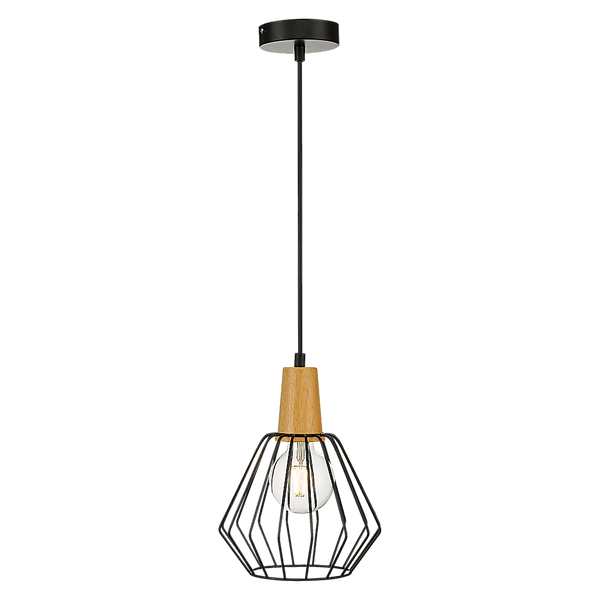  Wood Pendant Light Bar Black Lamp Kitchen Modern Ceiling Lighting