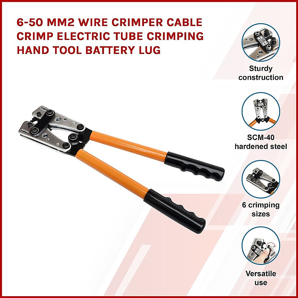 6-50 Mm2 Wire Crimper Cable Crimp Electric Tube Crimping Hand Tool