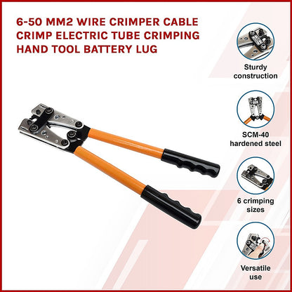 6-50 Mm2 Wire Crimper Cable Crimp Electric Tube Crimping Hand Tool