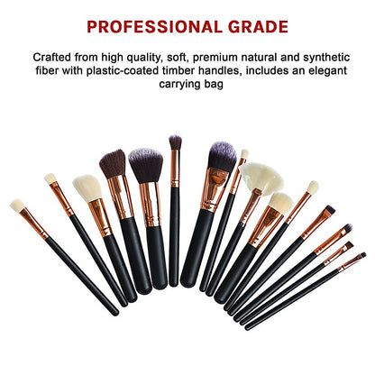15-Piece Pro Face Powder Makeup Brushes Set