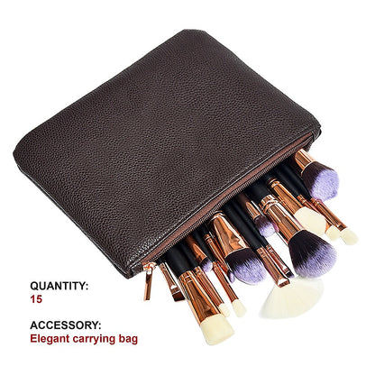 15-Piece Pro Face Powder Makeup Brushes Set
