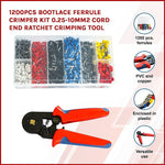 1200Pcs Bootlace Ferrule Crimper Kit With Ratchet Crimping Tool