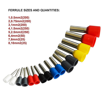 1200Pcs Bootlace Ferrule Crimper Kit With Ratchet Crimping Tool