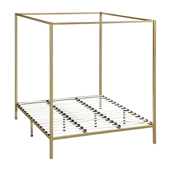  Stylish design 4 Four Poster King Bed Frame-Gold/Cream