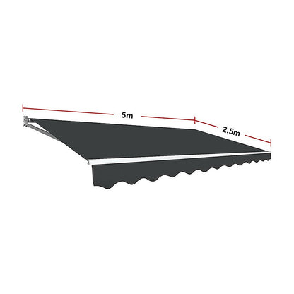 Outdoor Folding Arm Awning Retractable Sunshade Canopy Grey