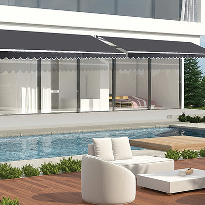Outdoor Folding Arm Awning Retractable Sunshade Canopy Grey