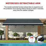 Motorised Outdoor Folding Arm Awning Retractable Sunshade Grey