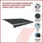 Motorised Outdoor Folding Arm Awning Canopy Grey