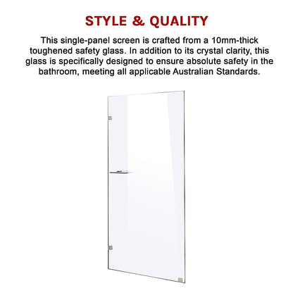 700 x 2000mm Frameless 10mm Safety Glass Shower Screen Chrome/Black