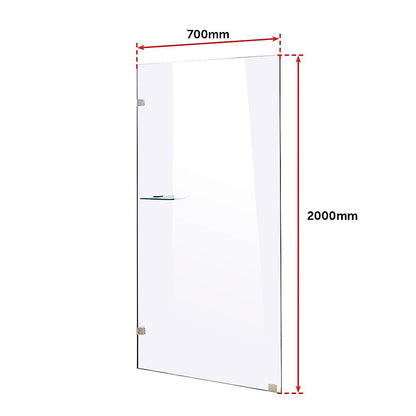 700 x 2000mm Frameless 10mm Safety Glass Shower Screen Chrome/Black