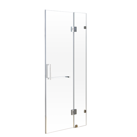 90 x 200cm Wall to Wall Frameless Shower Screen-Black/Chrome