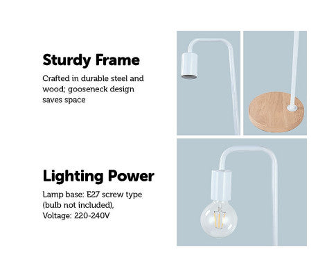 Modern Table Lamp Desk Light Timber Base Bedside Bedroom White