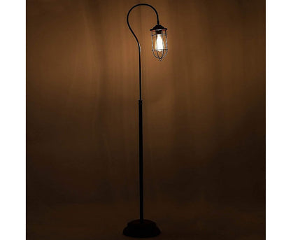 Industrial Floor Lamp With Adjustable Cage Shade Rustic Brushed In Bronze Finish