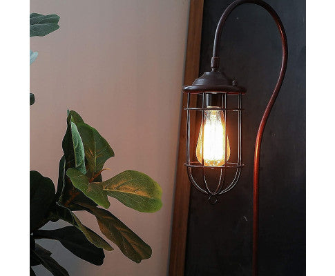 Industrial Floor Lamp With Adjustable Cage Shade Rustic Brushed In Bronze Finish