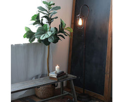 Industrial Floor Lamp With Adjustable Cage Shade Rustic Brushed In Bronze Finish