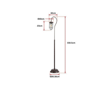 Industrial Floor Lamp With Adjustable Cage Shade Rustic Brushed In Bronze Finish