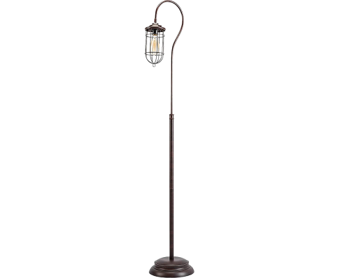 Industrial Floor Lamp With Adjustable Cage Shade Rustic Brushed In Bronze Finish