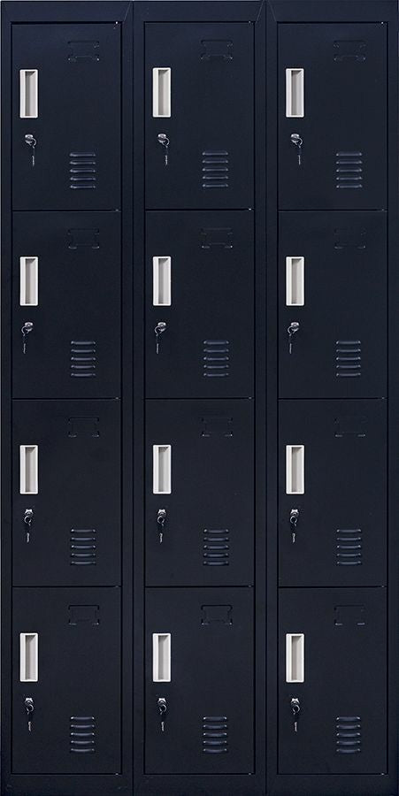 Standard locks 12 Door Locker for Office Gym - Black 
