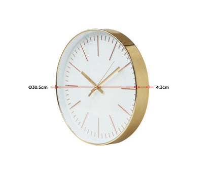 Modern Silent Wall Clock - Quartz Battery Operated Gold