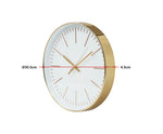 Modern Silent Wall Clock - Quartz Battery Operated Gold