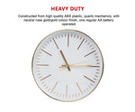 Modern Silent Wall Clock - Quartz Battery Operated Gold