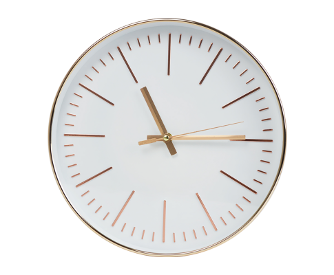 Modern Silent Wall Clock - Quartz Battery Operated Gold