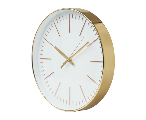 Modern Silent Wall Clock - Quartz Battery Operated Gold