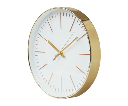 Modern Silent Wall Clock - Quartz Battery Operated Gold